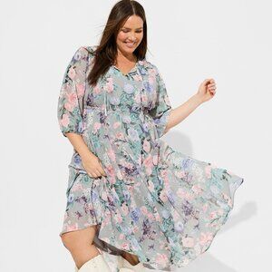 TORRID Sz 2 Tea Length Chiffon Front Tie Dress